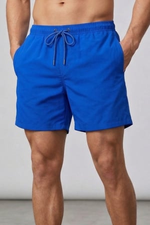 Sort baie barbati - Sort de baie barbati, tip pantalon scurt, cu buzunare, material care respinge apa albastruM0670