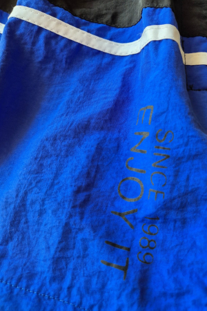 Sort de baie barbati, tip pantalon scurt, cu buzunare, material care respinge apa, negru/albastru m0286 [3]