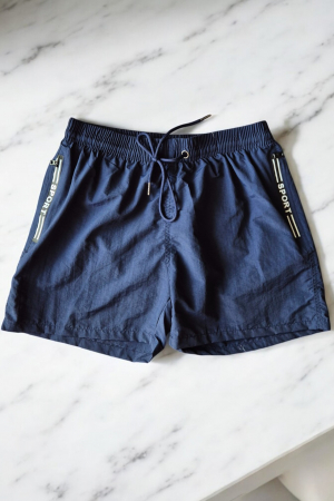 Sort de baie barbati, tip pantalon scurt, cu buzunare, material care respinge apa, bleumarin m0279 [1]