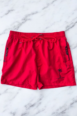 Sort de baie barbati, tip pantalon scurt, cu buzunare, material care respinge apa, rosu maldive m0281 [1]