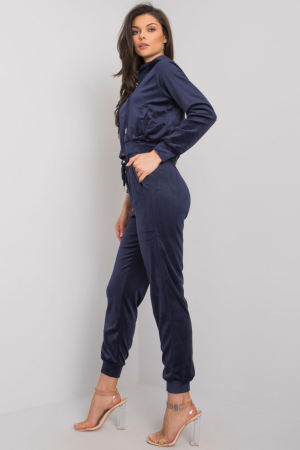 Trening catifea dama casual,cu gluga si buzunare laterale bluemarin [1]