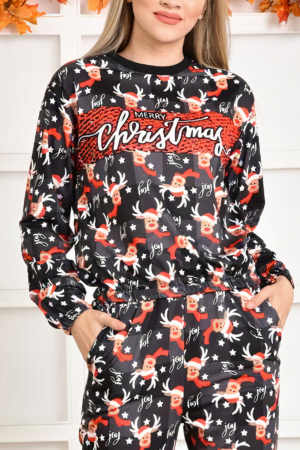 Compleu dama casual, tip trening, cu imprimeu Craciun-Merry Christmas cadou [3]