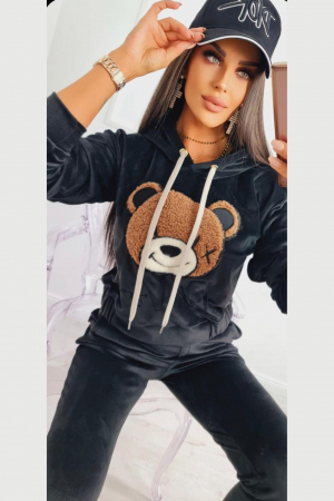 Trening dama, catifea premium, imprimeu ursulet, negru-Ola Embody [2]