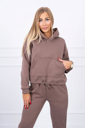 Trening dama vatuit, pantaloni cu buzunare si bluza cu gluga, maro deschis, marime Universala [7]