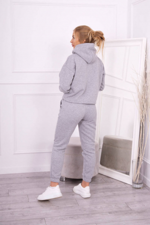 Trening dama vatuit, pantaloni cu buzunare si bluza cu gluga, gri, marime Universala [1]