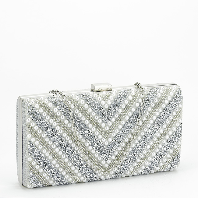 Clutch elegant argintiu B-1010 01