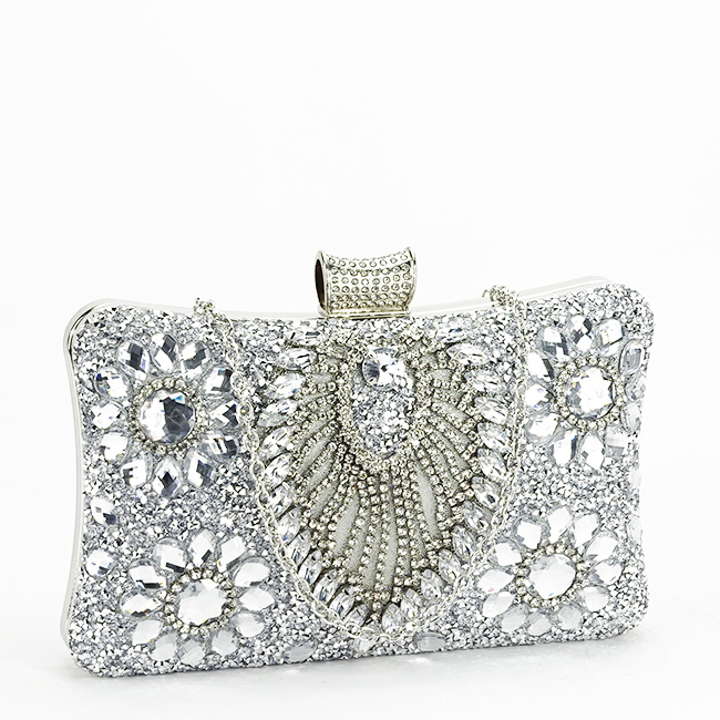 Clutch elegant argintiu cu cristale B-2023-15 05