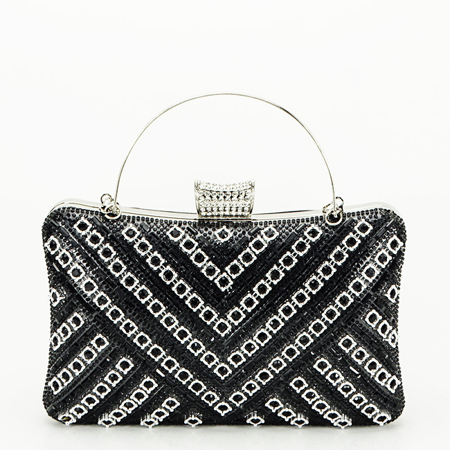 Geanta clutch neagra cu model 3d B-BYH-87900 06