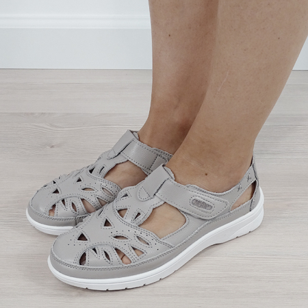 Mocasini si balerini - Balerini gri din piele naturala B-6839 M12