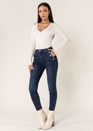 Blugi - Blugi dama albastri inchis slim Nina Carter B-P217-2A M9