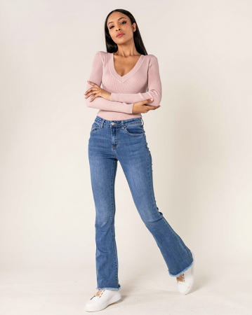 Blugi - Blugi Dama Evazati BoatCut Nina Carter Albastri B-P218-5A