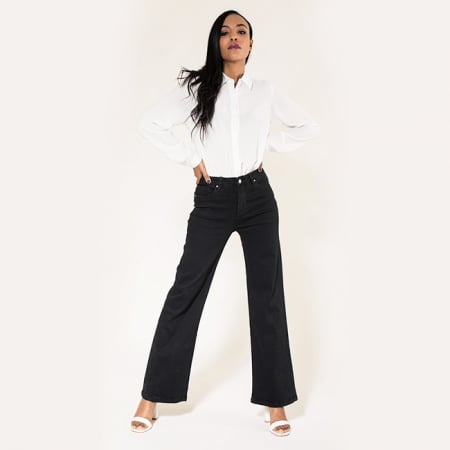 Blugi - Blugi dama evazati Nina Carter B-P080-5, Negru