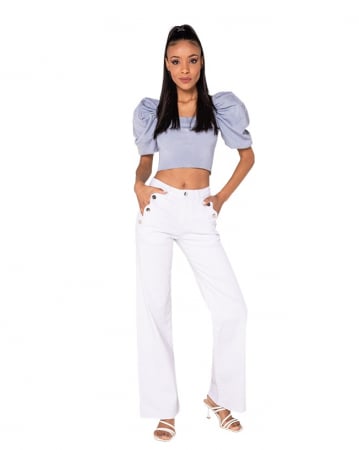 Blugi - Blugi dama evazati Nina Carter albi B-P195-10 M10