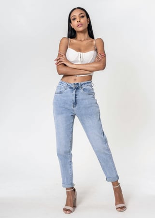 Blugi - Blugi dama Mom Fit Nina Carter B-P502-23 Albastru deschis