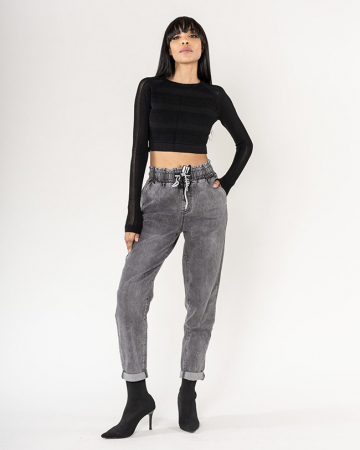 Blugi - Blugi dama Jogging Nina Carter gri B-P500-17