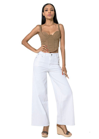 Oferte Speciale - Blugi dama wide leg Nina Carter Alb B-YY300-1 M10