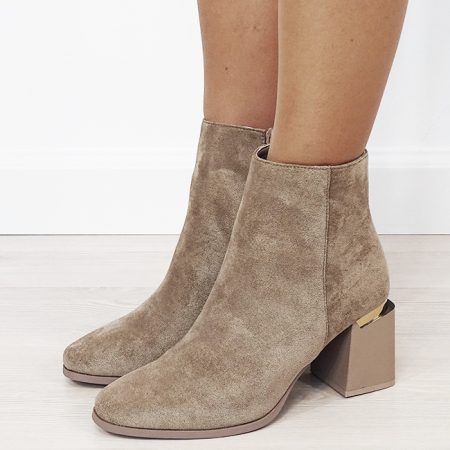 Noutati - Botine kaki deschis elegante B-7607-2 116