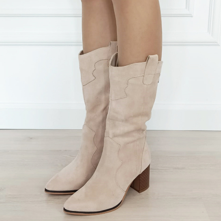 Cizme si botine - Cizme bej elegante B-8615A 114