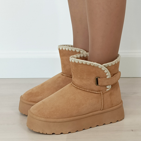 Cizme si botine - Cizme scurte camel imblanite B-DAY9058 116