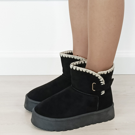 Cizme si botine - Cizme scurte negre imblanite B-DAY9058 116