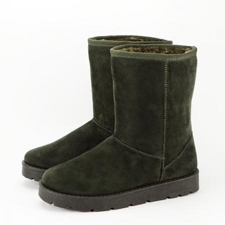 Cizme - Cizme verde inchis calduroase cu blanita B-F03 111