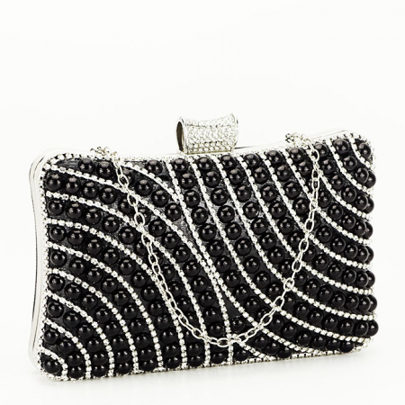 Femei - Clutch elegant cu perle B-BYH-802 05 Negru