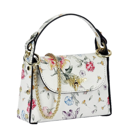 Clutch - Geanta din piele naturala alba cu imprimeu B-1602 122