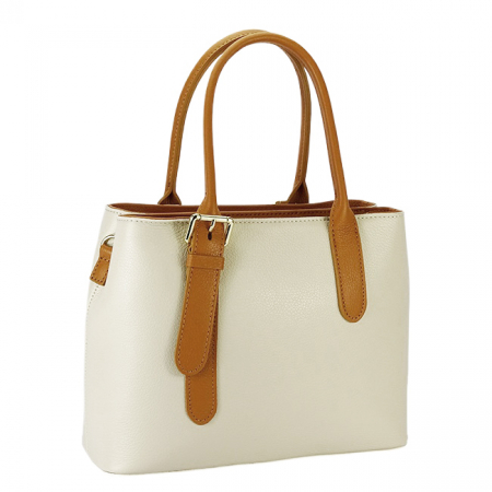 Femei - Geanta din piele naturala cu catarama B-1702 122 Bej/Camel