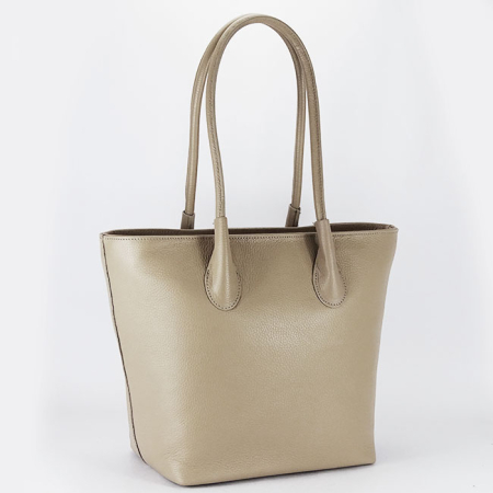 Genti din piele - Geanta bej din piele naturala B-8966 123