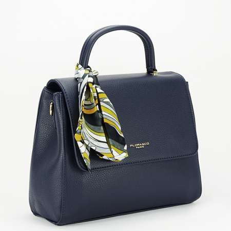 Femei - Geanta dama decorata cu esarfa B-FS1026 14, Bleumarin