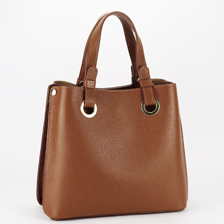 Posete - Geanta camel medie din piele naturala B-8916 129