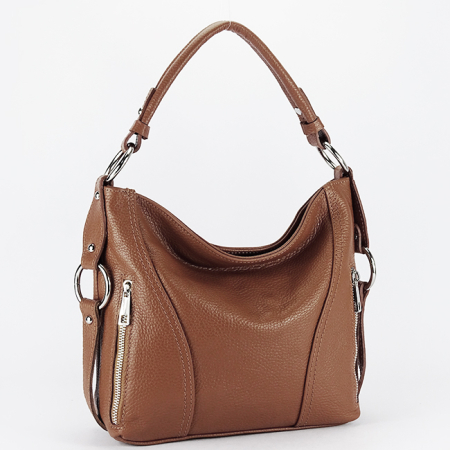 Femei - Geanta camel medie din piele naturala B-8931 124