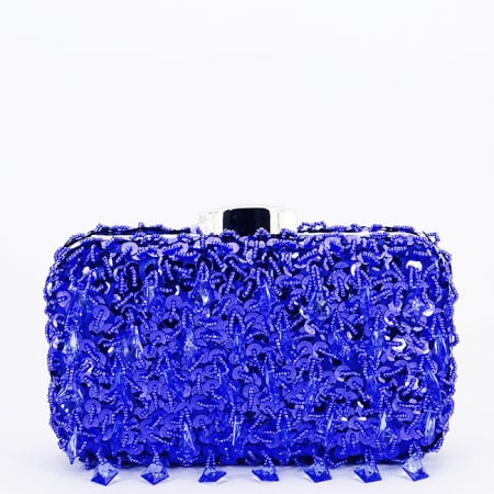 Femei - Geanta clutch cu cristale si paiete B-BME6011 06, Albastru