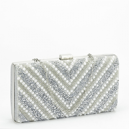 Femei - Clutch elegant argintiu B-1010 01