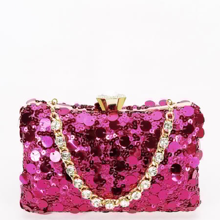 Femei - Geanta clutch fucsia cu paiete B-BYH-896 05