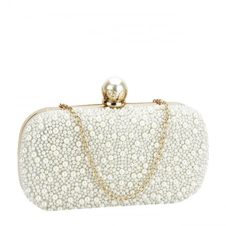 Femei - Clutch ivoar/auriu cu perle 1B-003 01