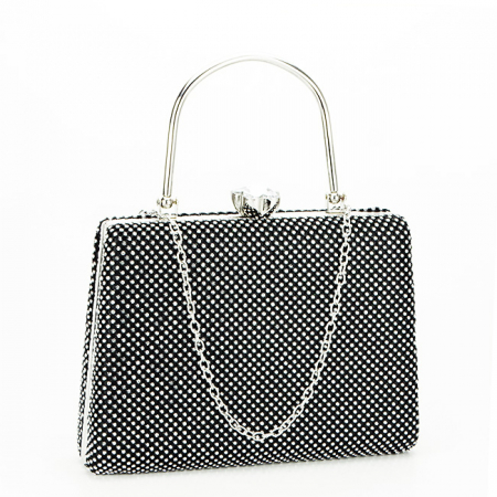Femei - Geanta clutch neagra cu pietricele B-BYH-877 05