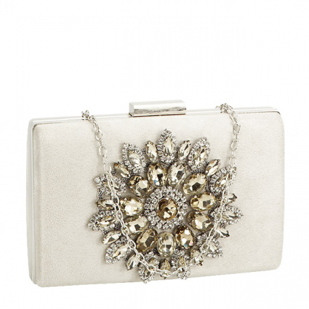 Femei - Clutch elegant decorat cu pietre bej B-B18100 05