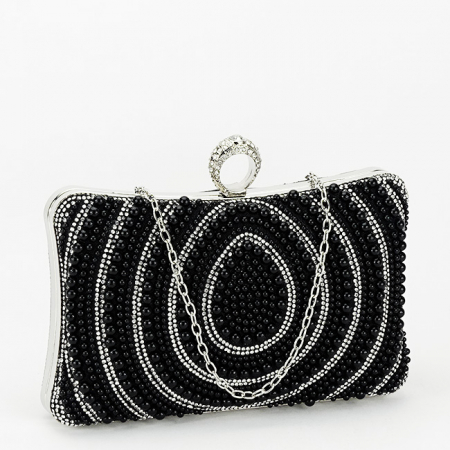 Femei - Clutch elegant cu perle B-BYH-866 06, Negru