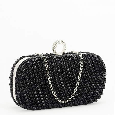 Femei - Clutch elegant negru cu perle BYH863 06
