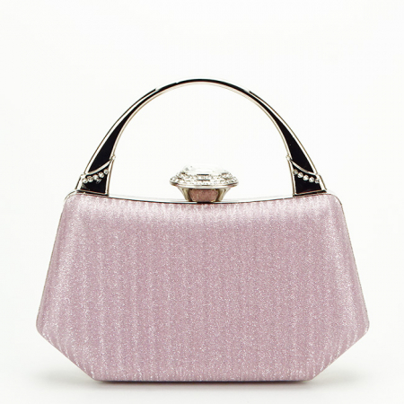 Femei - Geanta clutch roz cu cristale si sclipici B-55461 06