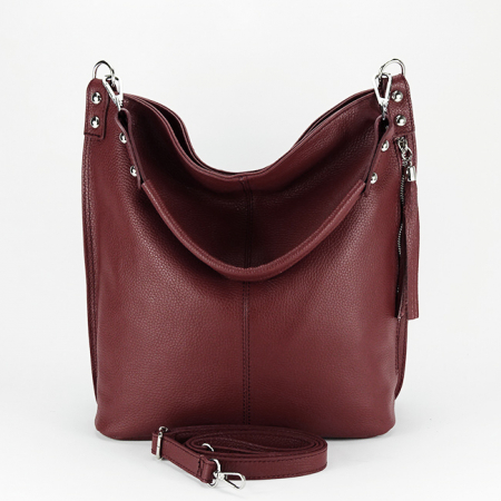 Accesorii - Geanta dama din piele naturala  B-8998 123, Bordo