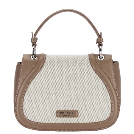 Posete - Elegáns taupe női táska bézs textil előlappal DHJ943-2 17