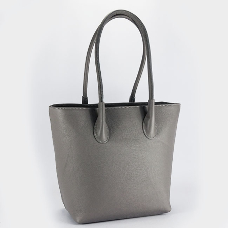 Genti din piele - Geanta gri inchis din piele naturala B-8966 123