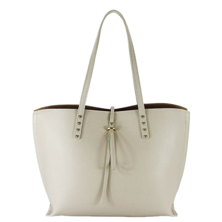 Nők - Krém valódi bőr nagy táska 1740 M8