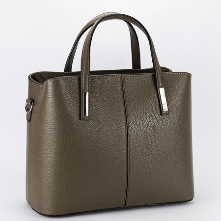 Noutati - Geanta mare taupe inchis din piele naturala B-8922 130