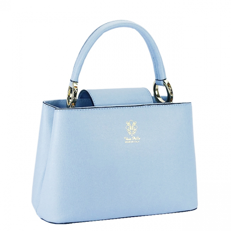 Posete - Geanta din piele naturala cu maner B-8950 119, Albastru deschis