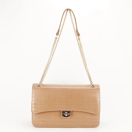Femei - Geanta de umar cu print reptila B-7002-2 15 Camel