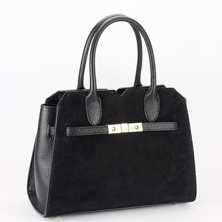 Femei - Geanta medie neagra din piele naturala B-8908 M9