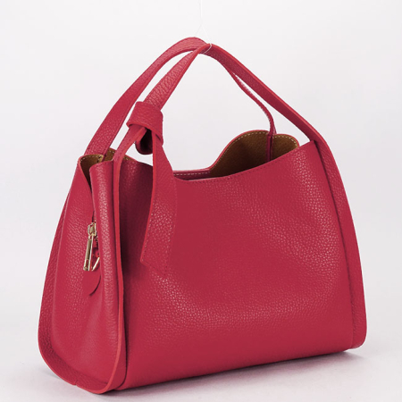 Genti din piele - Geanta medie rosie din piele naturala B-8905 128